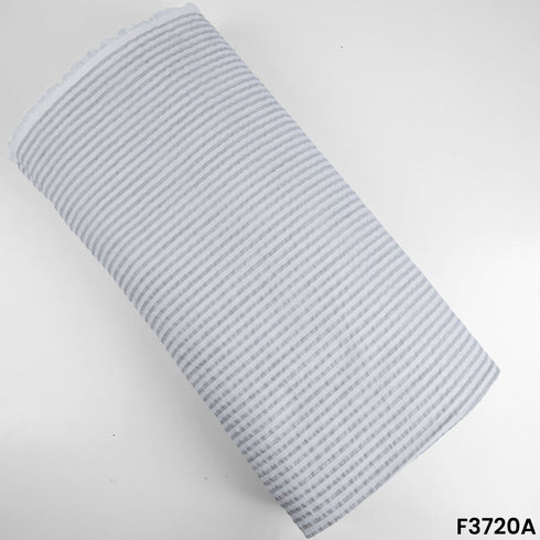 Stripes Print Lurex Seer Sakkar Cotton Fabric-3720